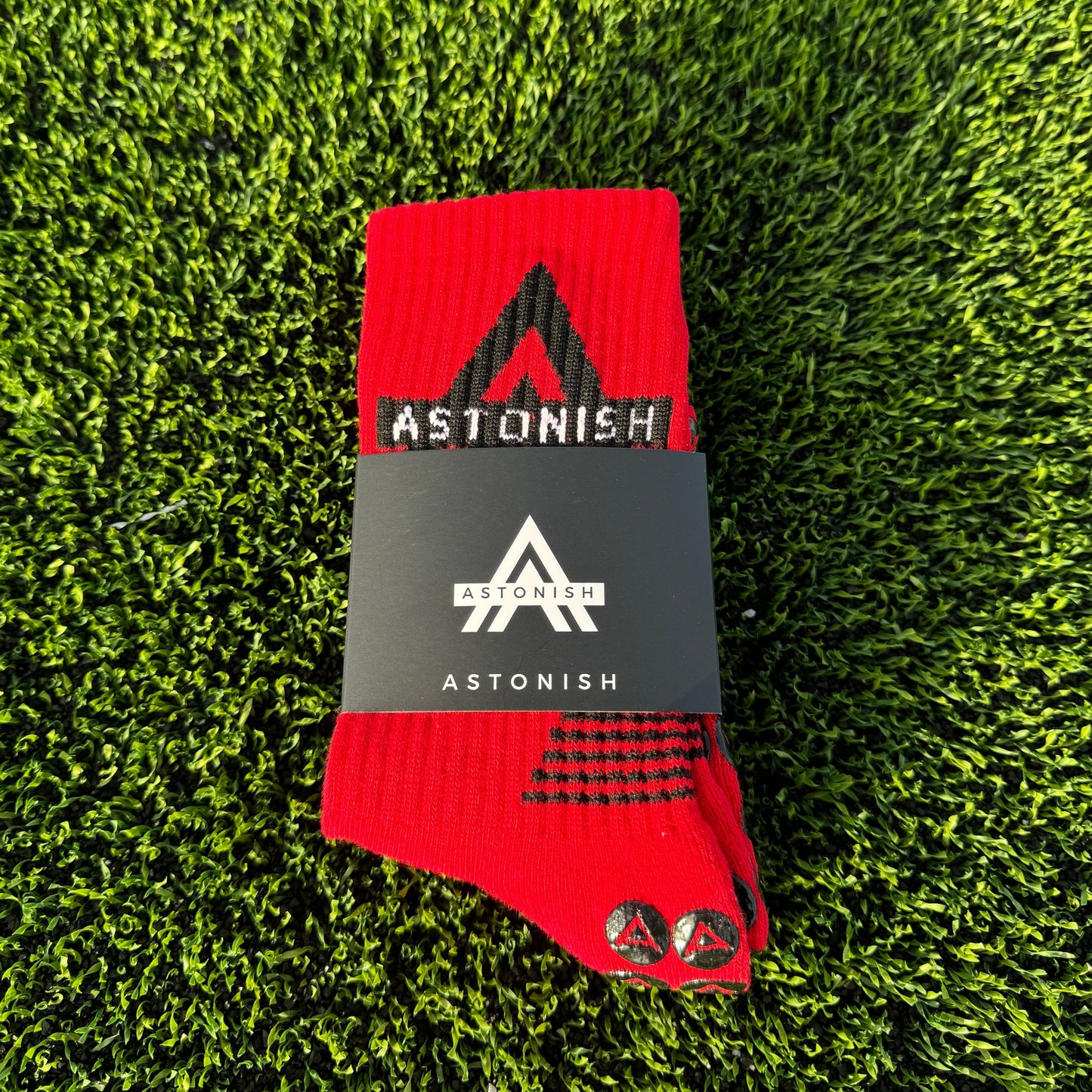 Red Astonish Grip Socks