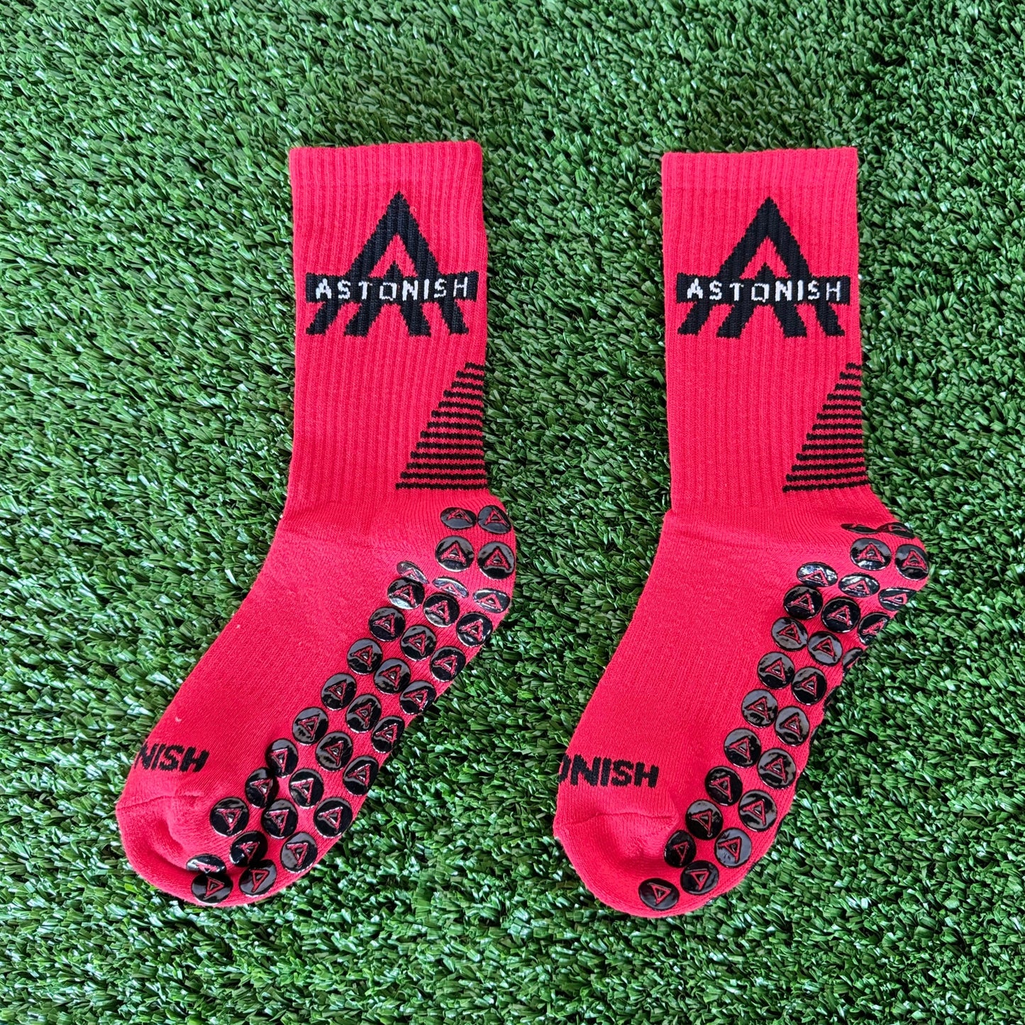 Red Astonish Grip Socks